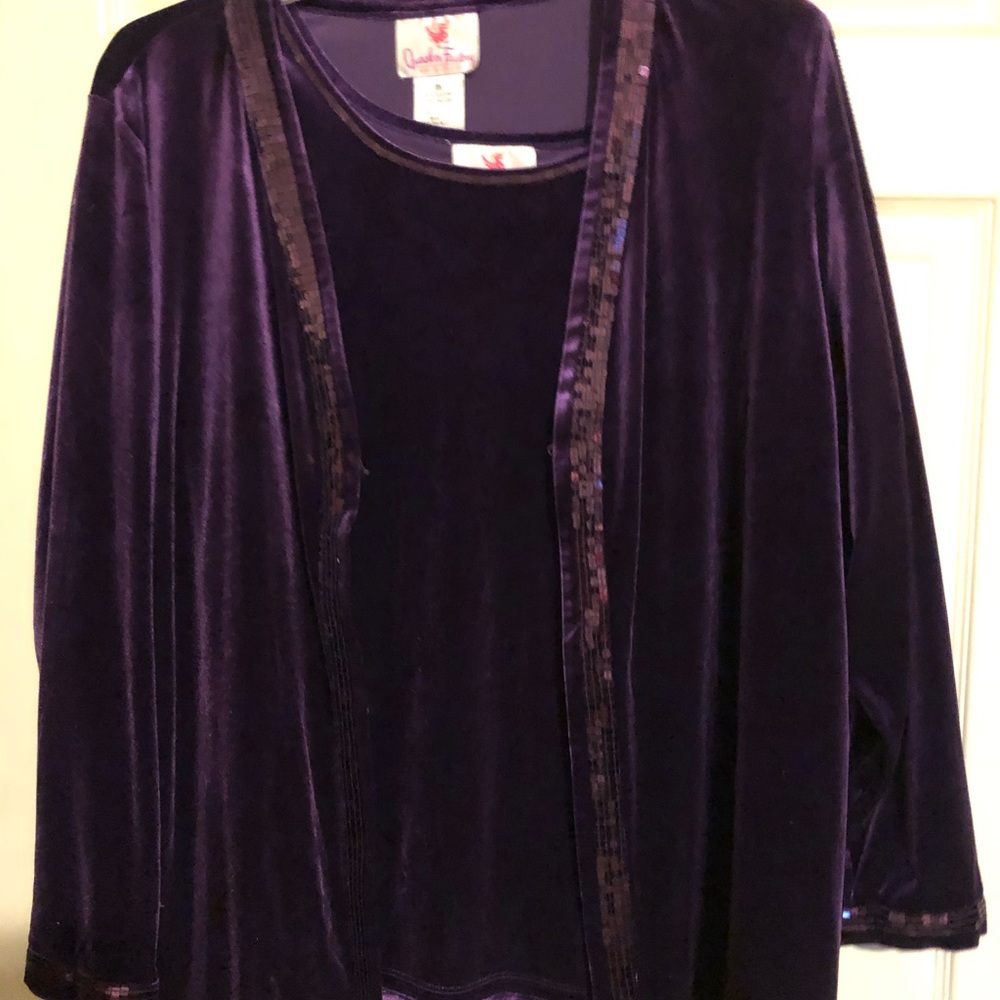 Quacker Factory 1x purple 2 piece top/jacket
